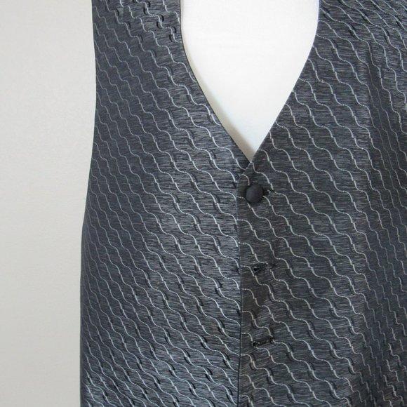 Bill Blass Gray Button Up Formal Vest Prom Wedding w/ Bow Tie XXL - Picture 4 of 9